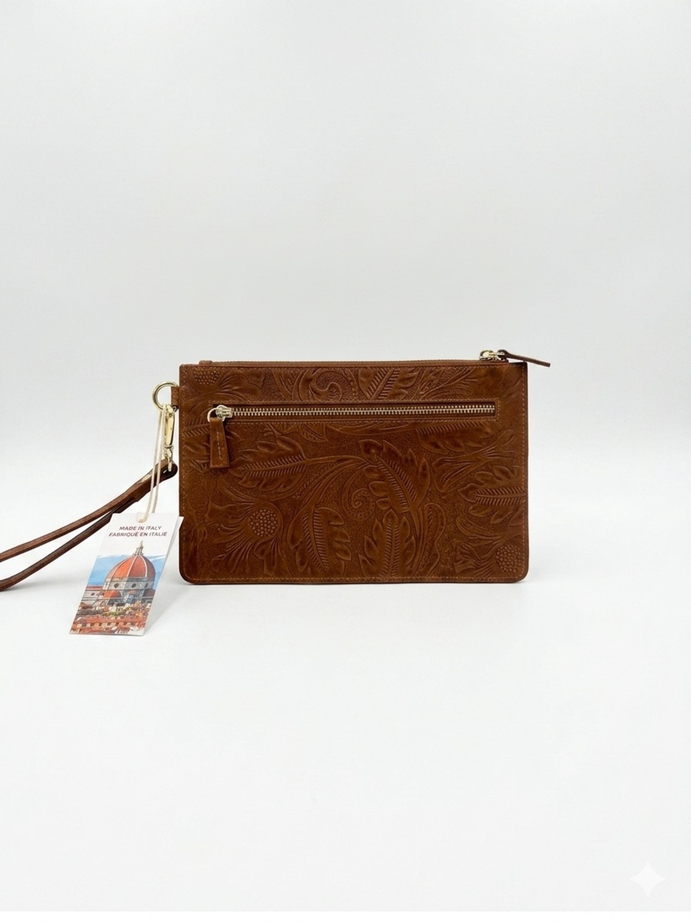 ISADORA Made In Italy Brown Embossed Leather El Charro Large Wristlet NWTS - Picture 9 of 13